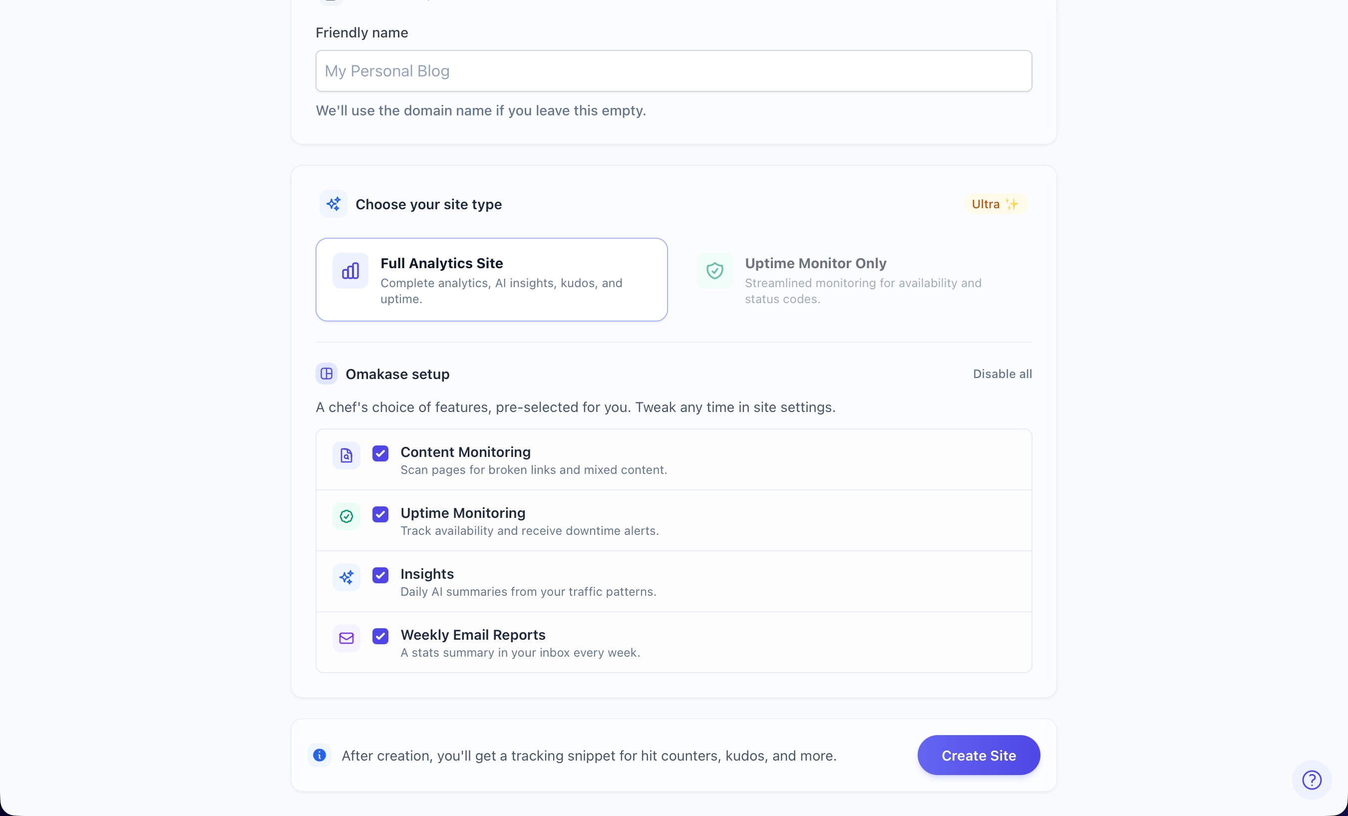 Create Site and Omakase setup