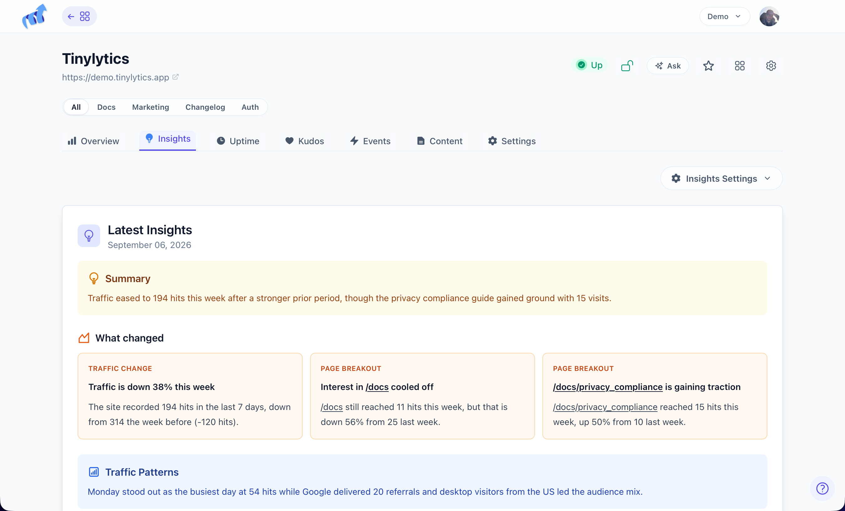 Insights tab